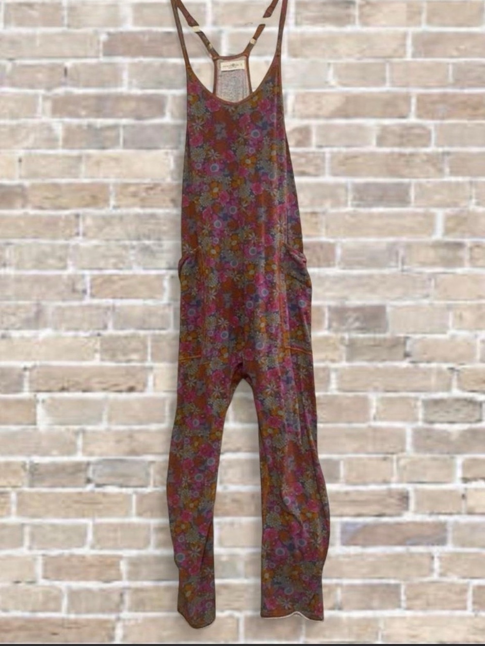 NATURAL LIFE Floral Strappy Jumpsuit - Burgundy Multi